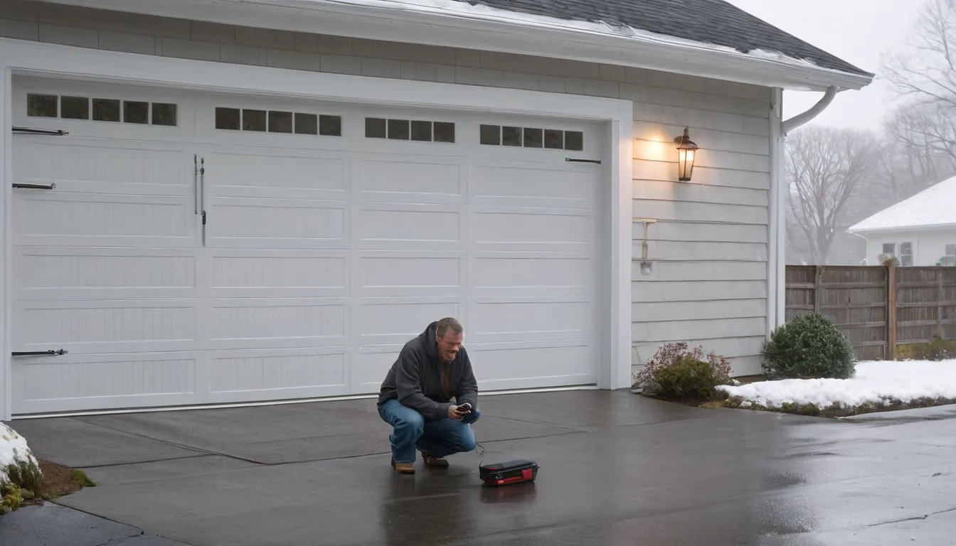 A local provider checking the track of a garage door at a home in Beverly